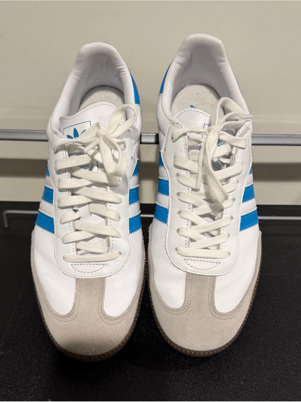 Adidas Samba White & Blue Classic Low-Top Sneakers - Picture 8 of 9